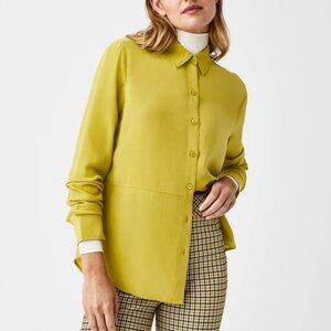 Spanx Silk Button Down Green "Dijon" NWT